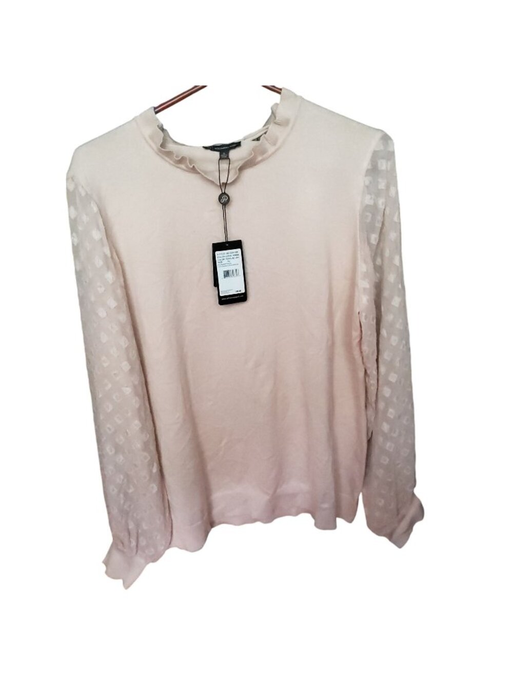 Adrianna Papell Clip Diamond Sleeve Sweater XL Pearl Blush